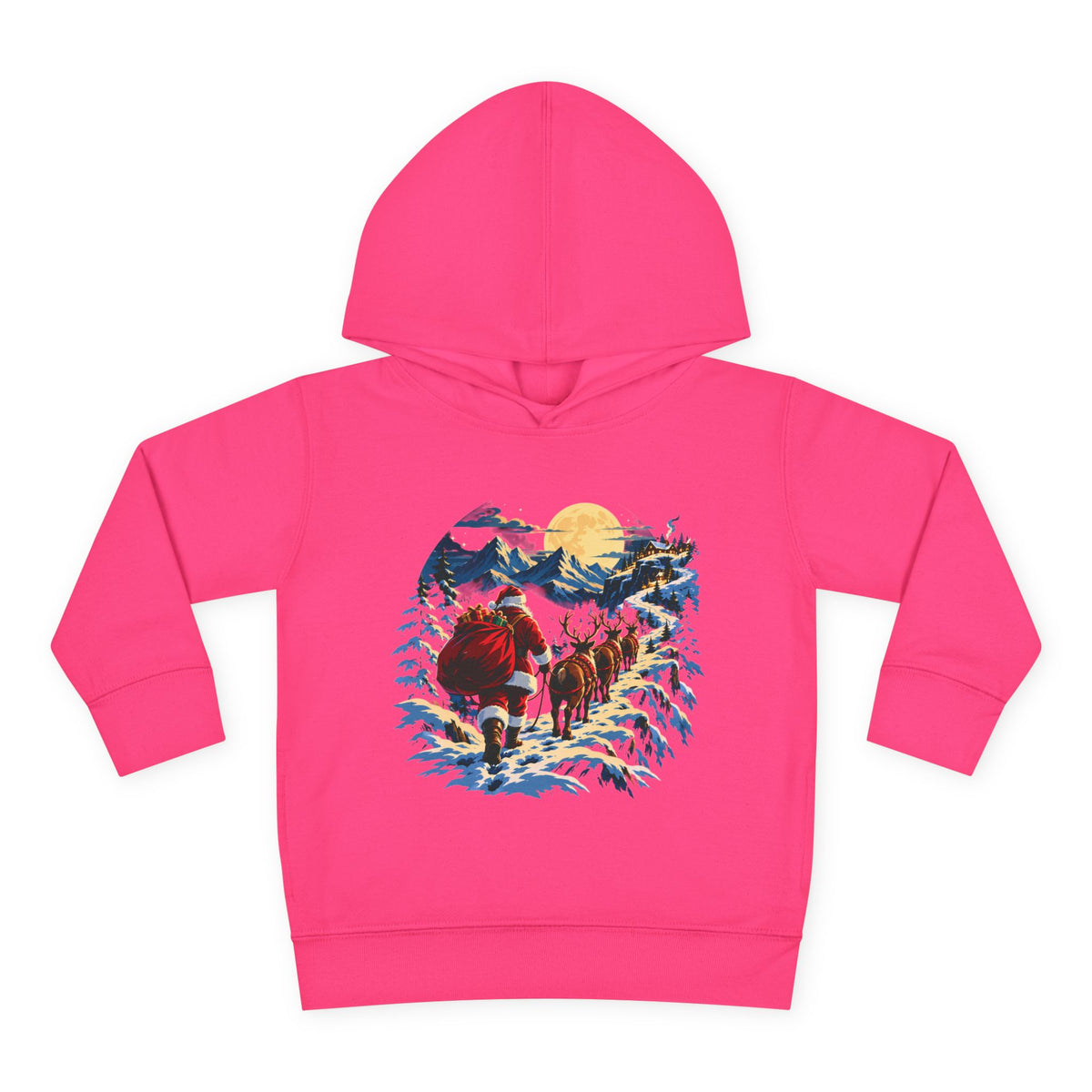 Toddler Hoodie - Santa Sleigh Winter Scene Pullover Christmas Special