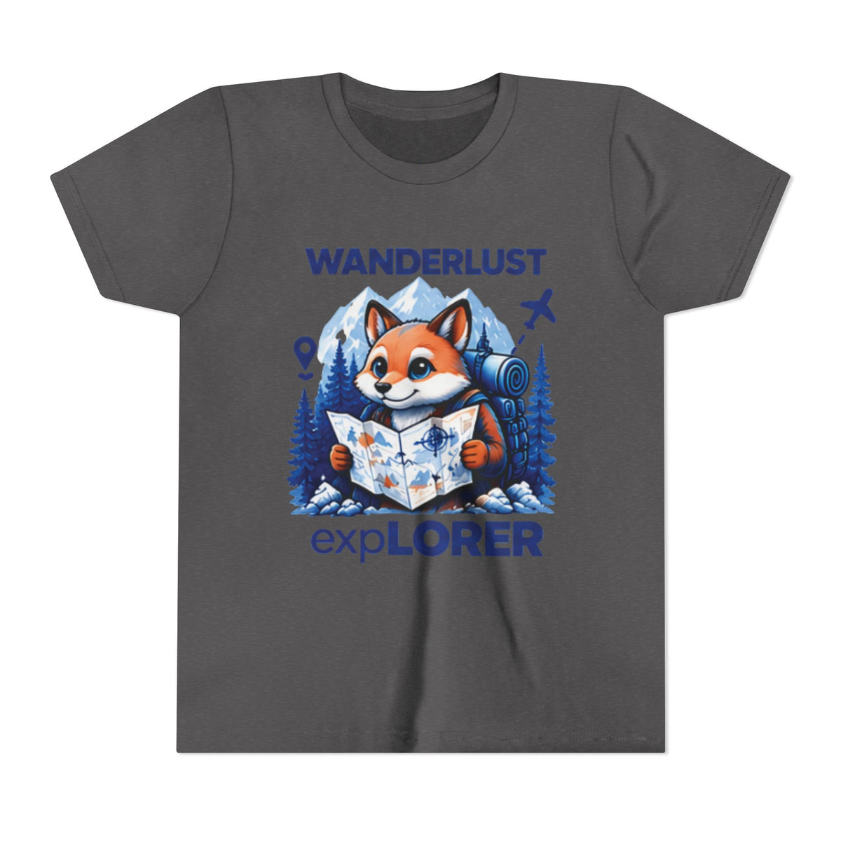 Youth Tee — Wanderlust Explorer Fox Map Travel Shirt
