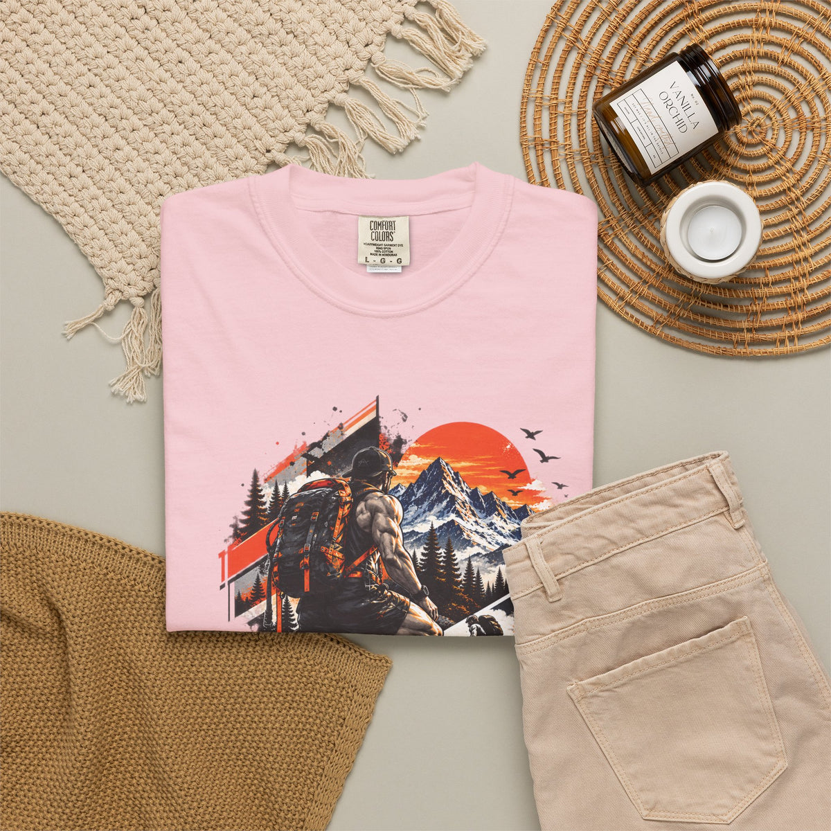 Samurai Warrior Mountain Sunset Graphic T-Shirt