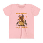 Wanderlust Explorer Youth Tee — Deer Map Adventure Kids T‑Shirt