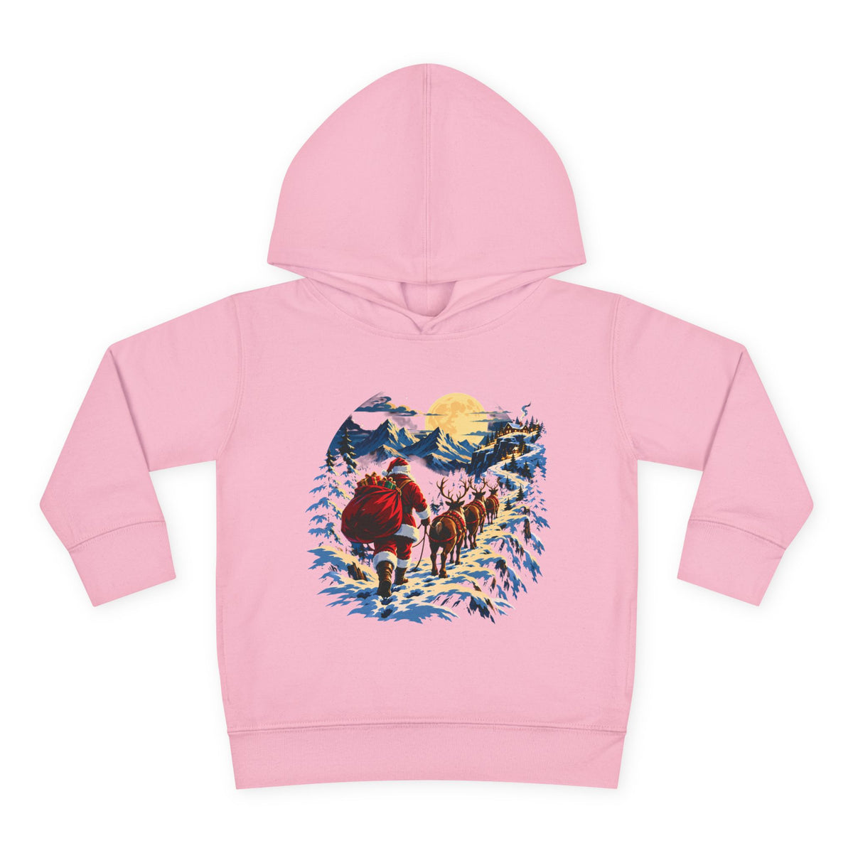 Toddler Hoodie - Santa Sleigh Winter Scene Pullover Christmas Special