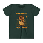Wanderlust Explorer Youth Tee — Deer Map Adventure Kids T‑Shirt