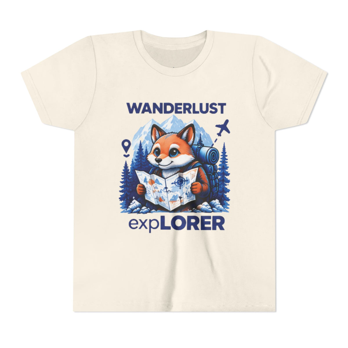 Youth Tee — Wanderlust Explorer Fox Map Travel Shirt