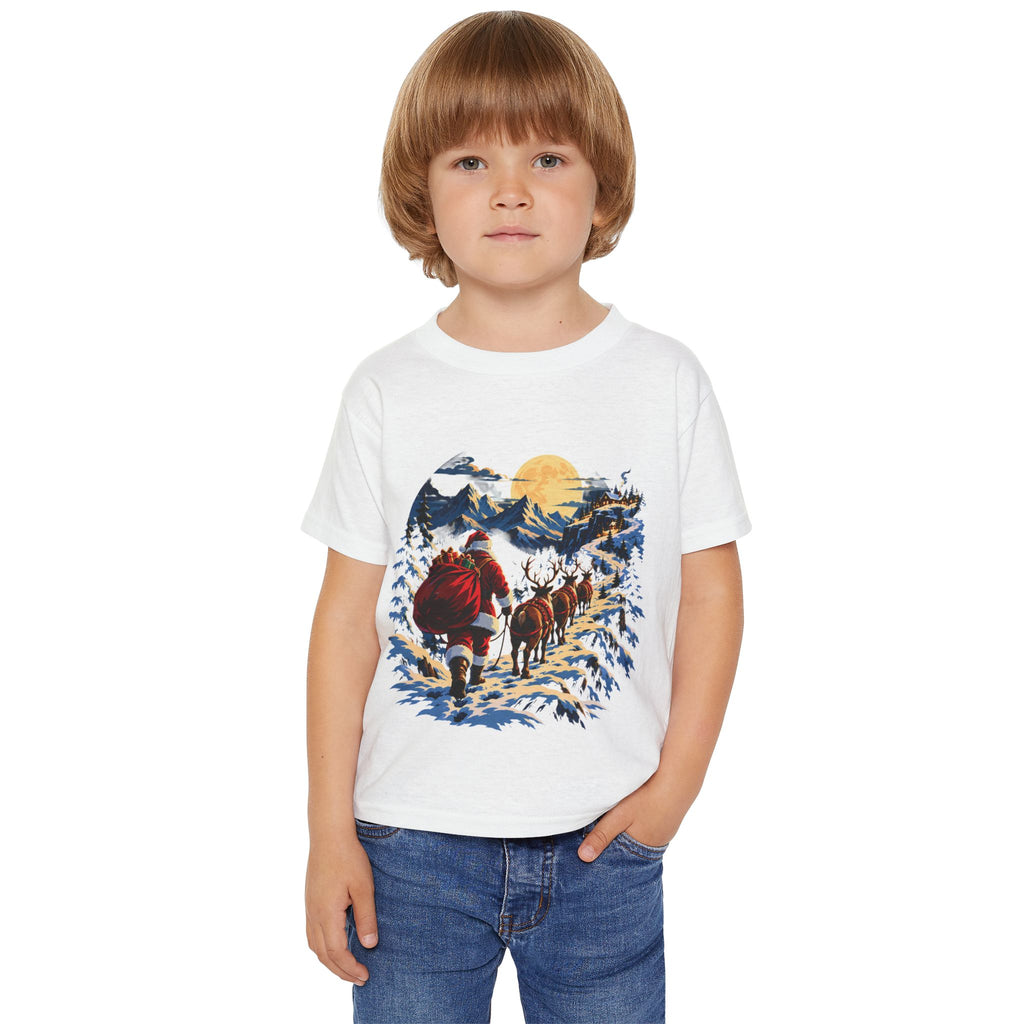 Toddler T-Shirt — Santa and Reindeer Winter Scene Holiday Tee