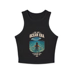 Women's Ocean Era Ribbed Racer Tank Top - 'In My Ocean Era' Beach Graphic