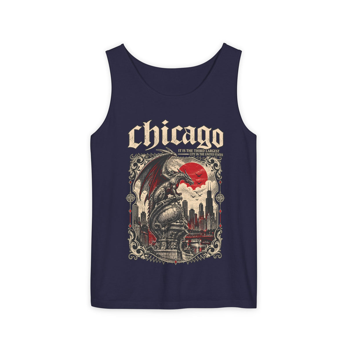 Chicago Gothic Skyline Graphic Tank Top