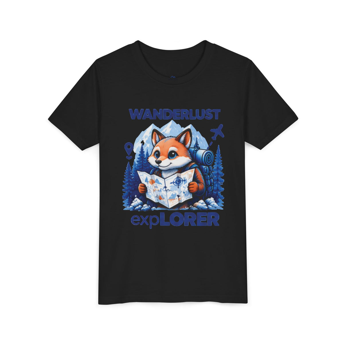 Youth Tee — Wanderlust Explorer Fox Map Travel Shirt