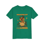 Wanderlust Explorer Youth Tee — Deer Map Adventure Kids T‑Shirt