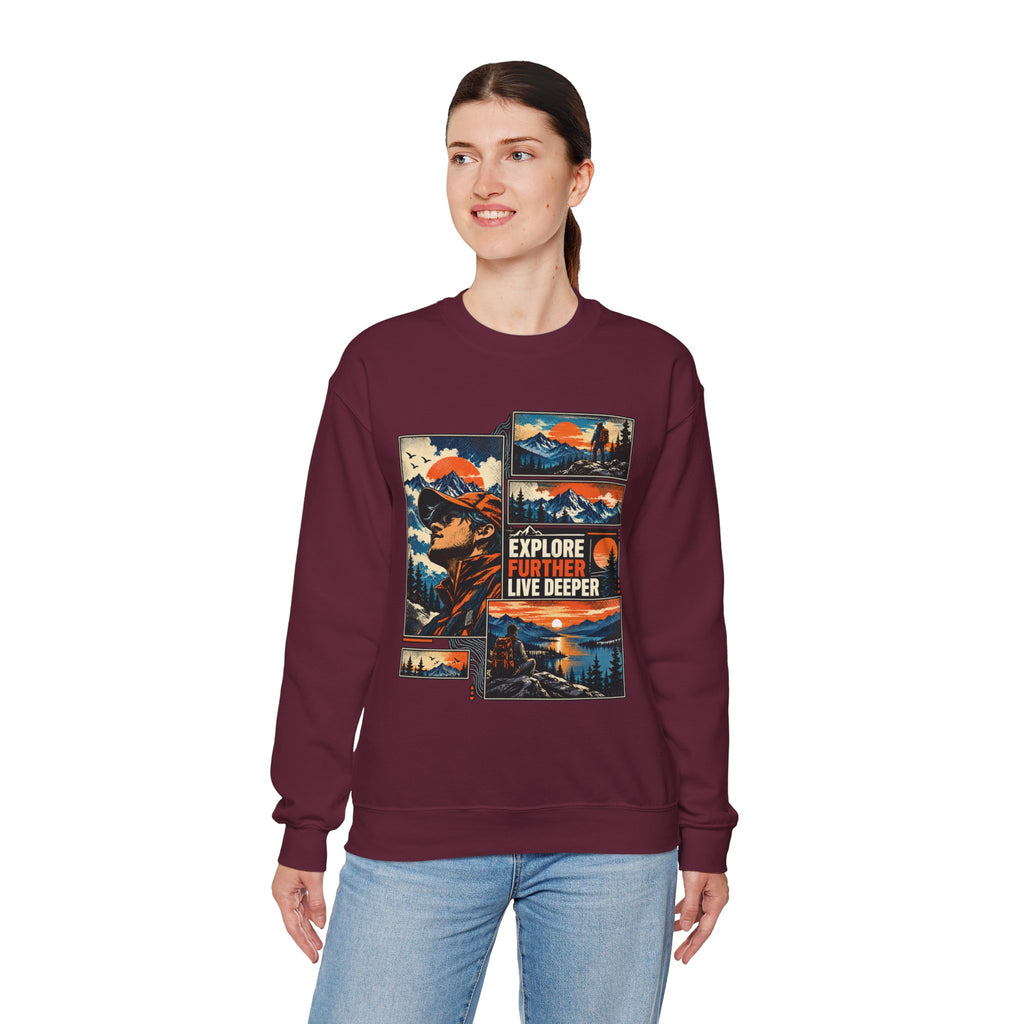 Explore Further Live Deeper Mountain Adventure Sweatshirt