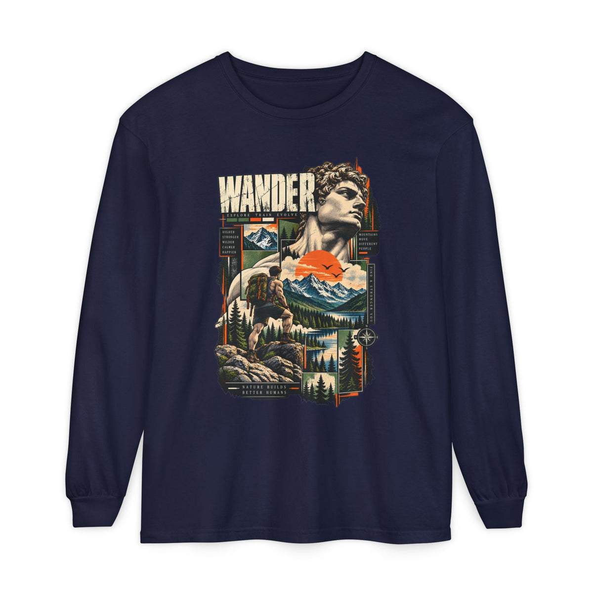 Wander Adventure Mountain Graphic Long Sleeve T-Shirt