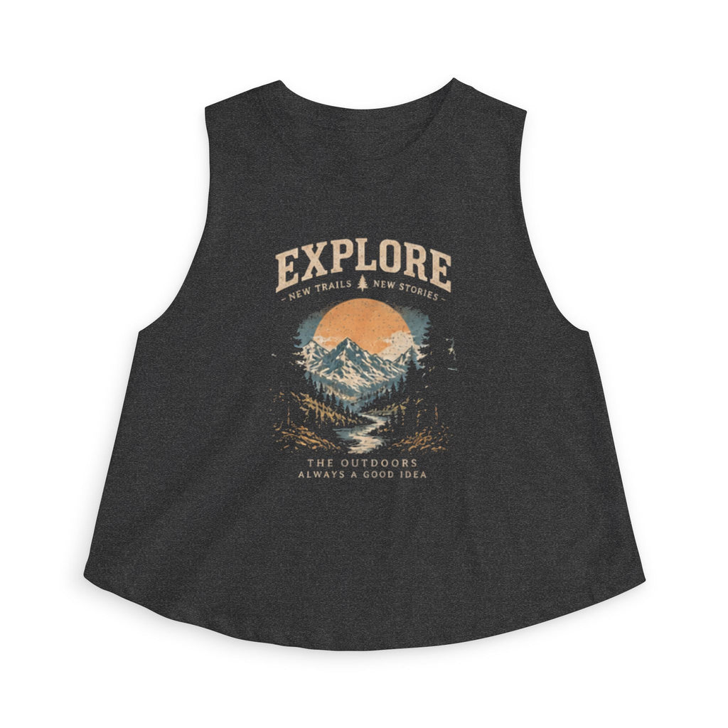 Explore Women’s Crop Top – Mountain Adventure Graphic