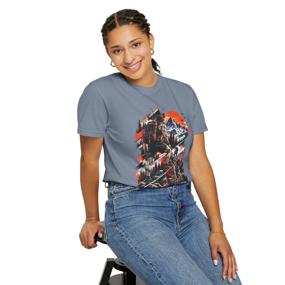 Samurai Warrior Mountain Sunset Graphic T-Shirt