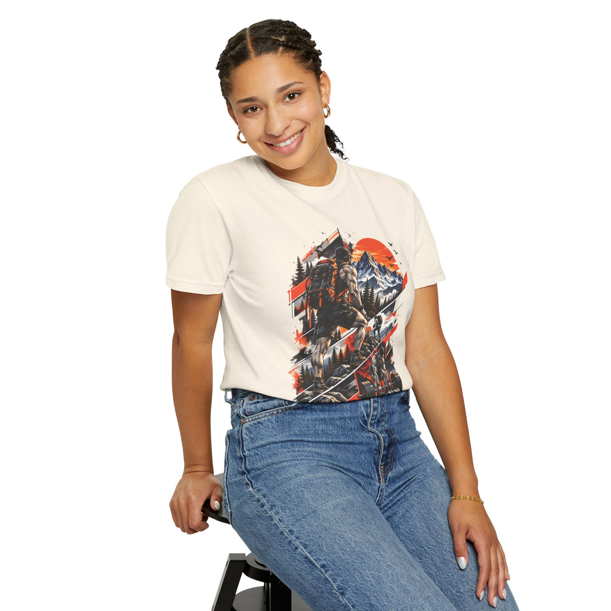 Samurai Warrior Mountain Sunset Graphic T-Shirt