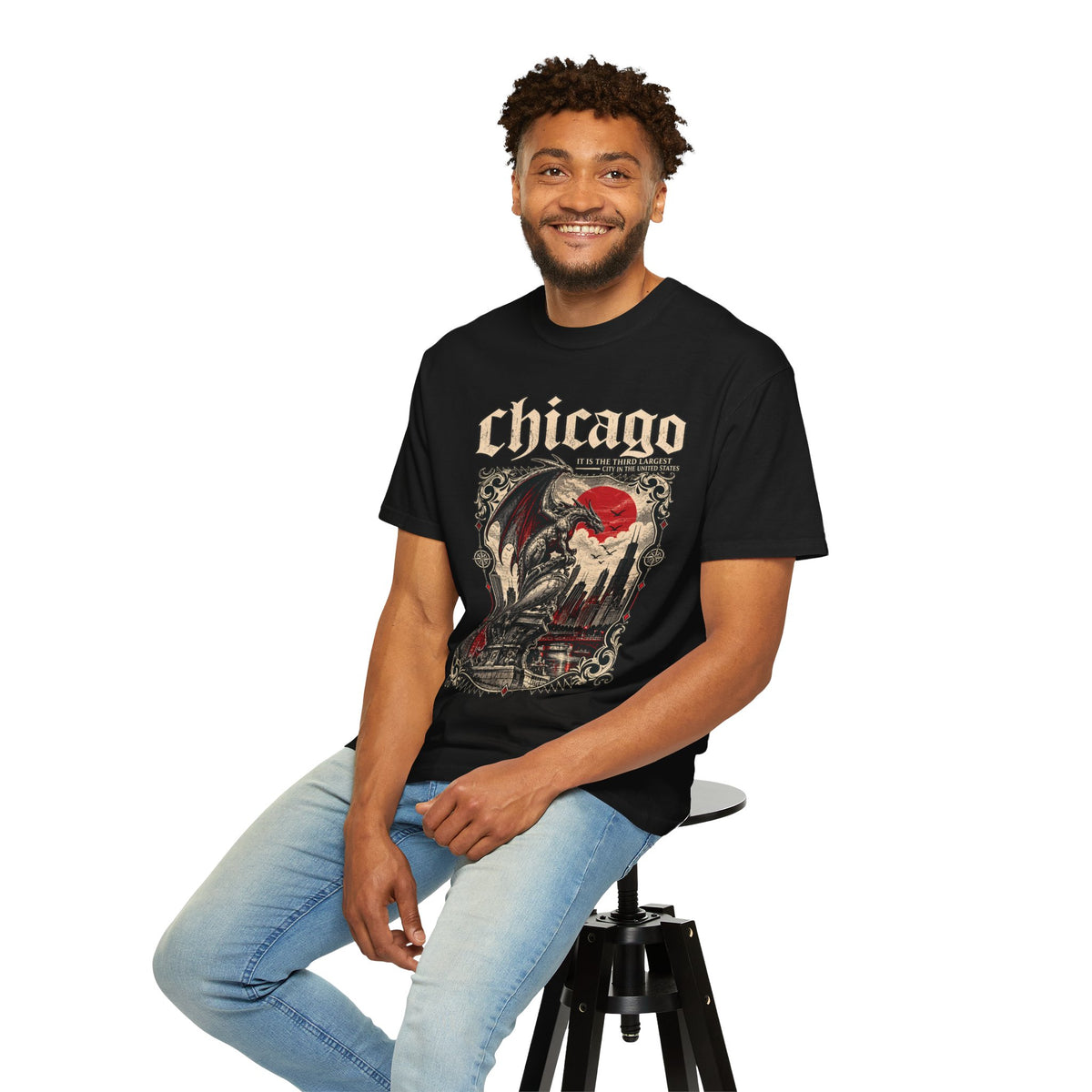 Chicago Gothic Dragon Graphic T-Shirt