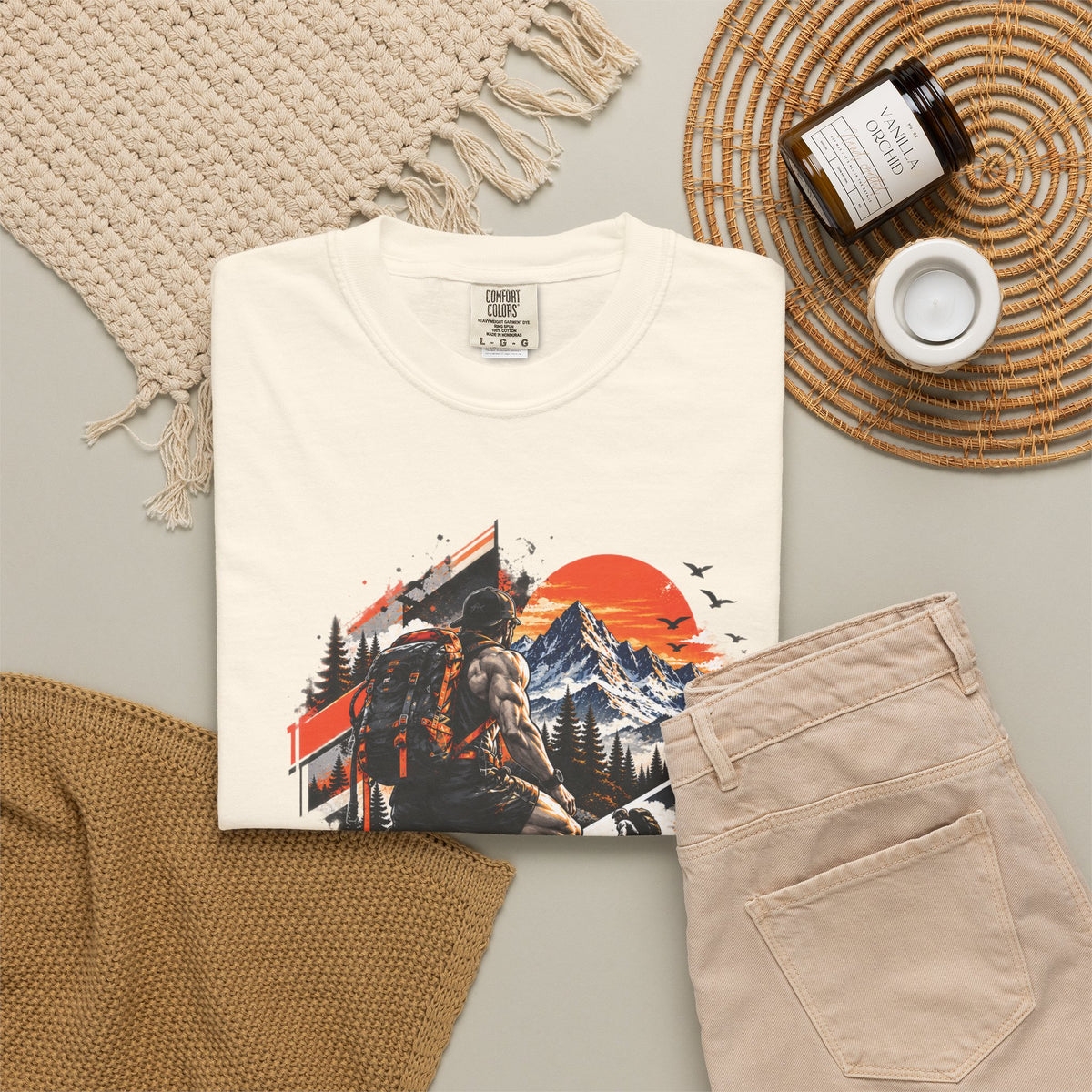 Samurai Warrior Mountain Sunset Graphic T-Shirt