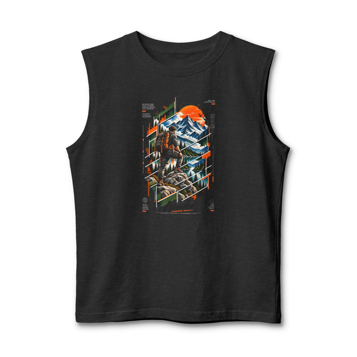 Abstract Mountain Sunset Graphic Muscle Tank