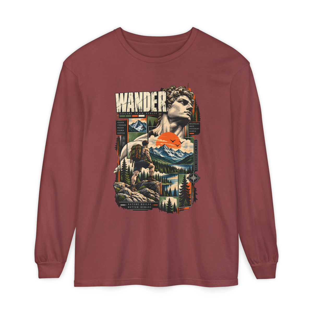 Wander Adventure Mountain Graphic Long Sleeve T-Shirt