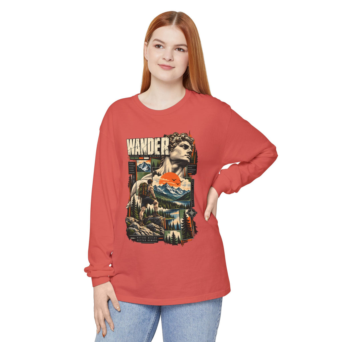Wander Adventure Mountain Graphic Long Sleeve T-Shirt