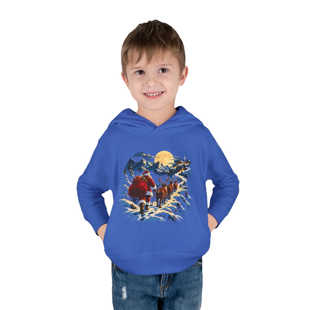 Toddler Hoodie - Santa Sleigh Winter Scene Pullover Christmas Special