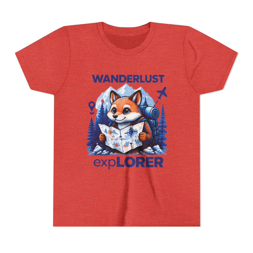 Youth Tee — Wanderlust Explorer Fox Map Travel Shirt