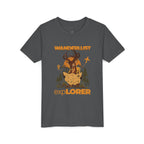 Wanderlust Explorer Youth Tee — Deer Map Adventure Kids T‑Shirt
