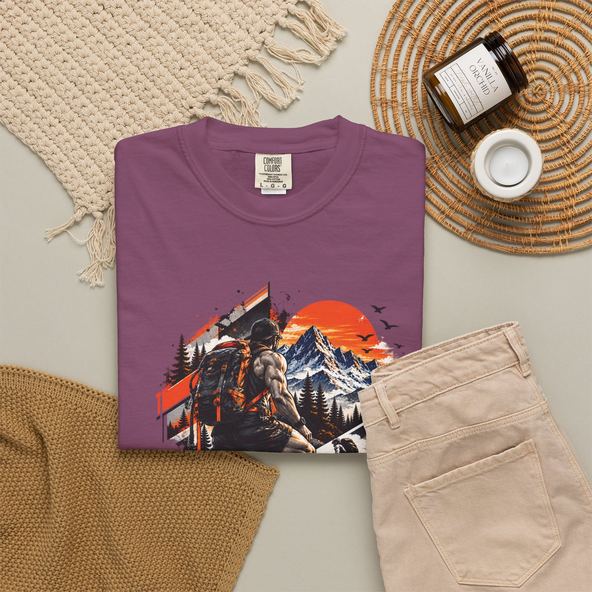 Samurai Warrior Mountain Sunset Graphic T-Shirt