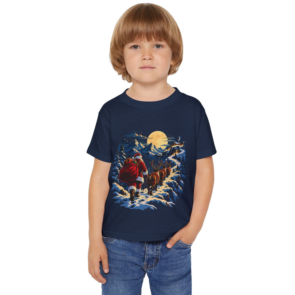 Toddler T-Shirt — Santa and Reindeer Winter Scene Holiday Tee