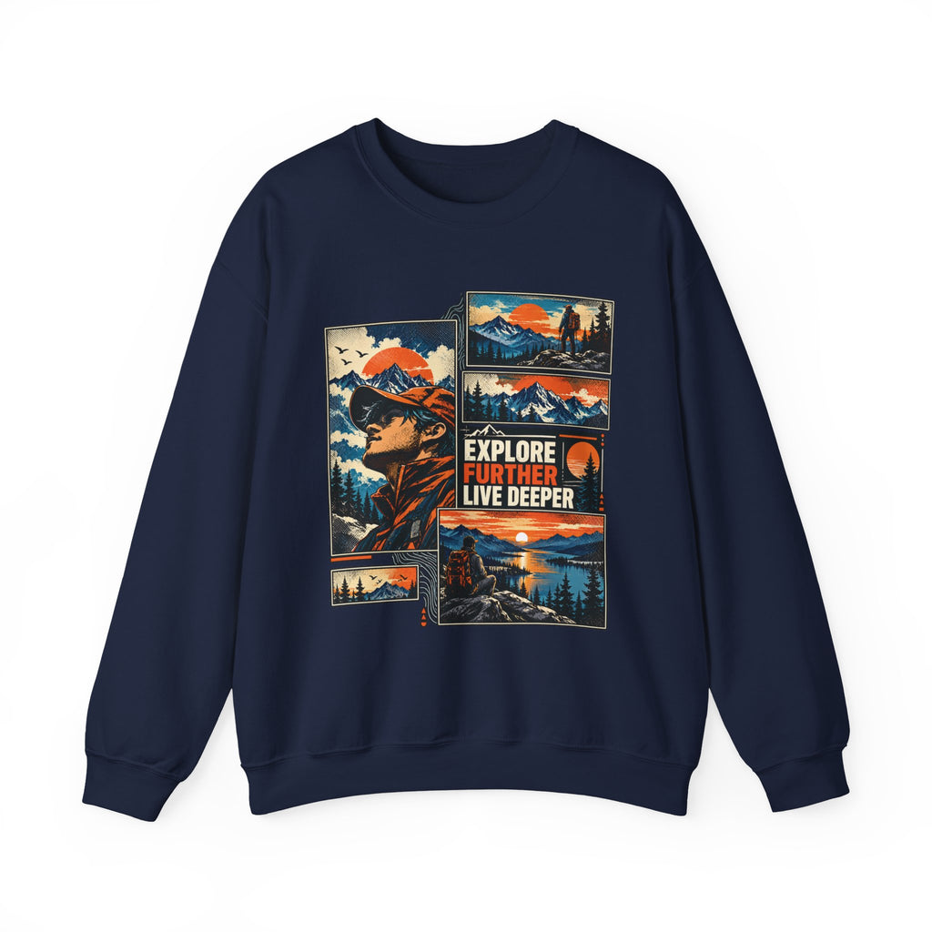 Explore Further Live Deeper Mountain Adventure Sweatshirt
