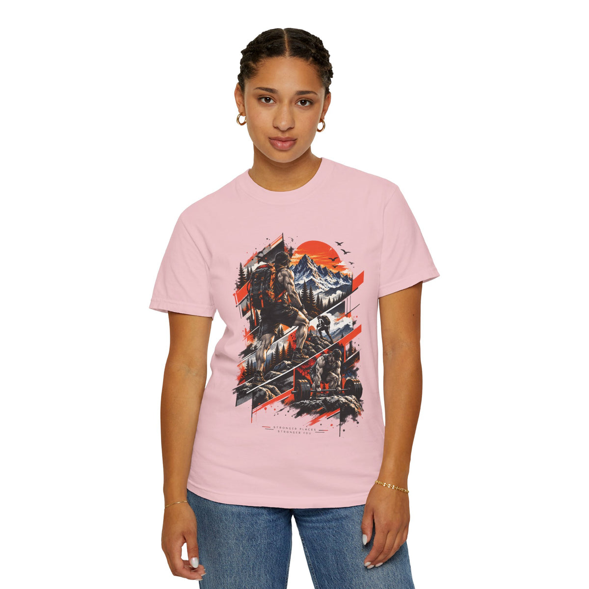 Samurai Warrior Mountain Sunset Graphic T-Shirt
