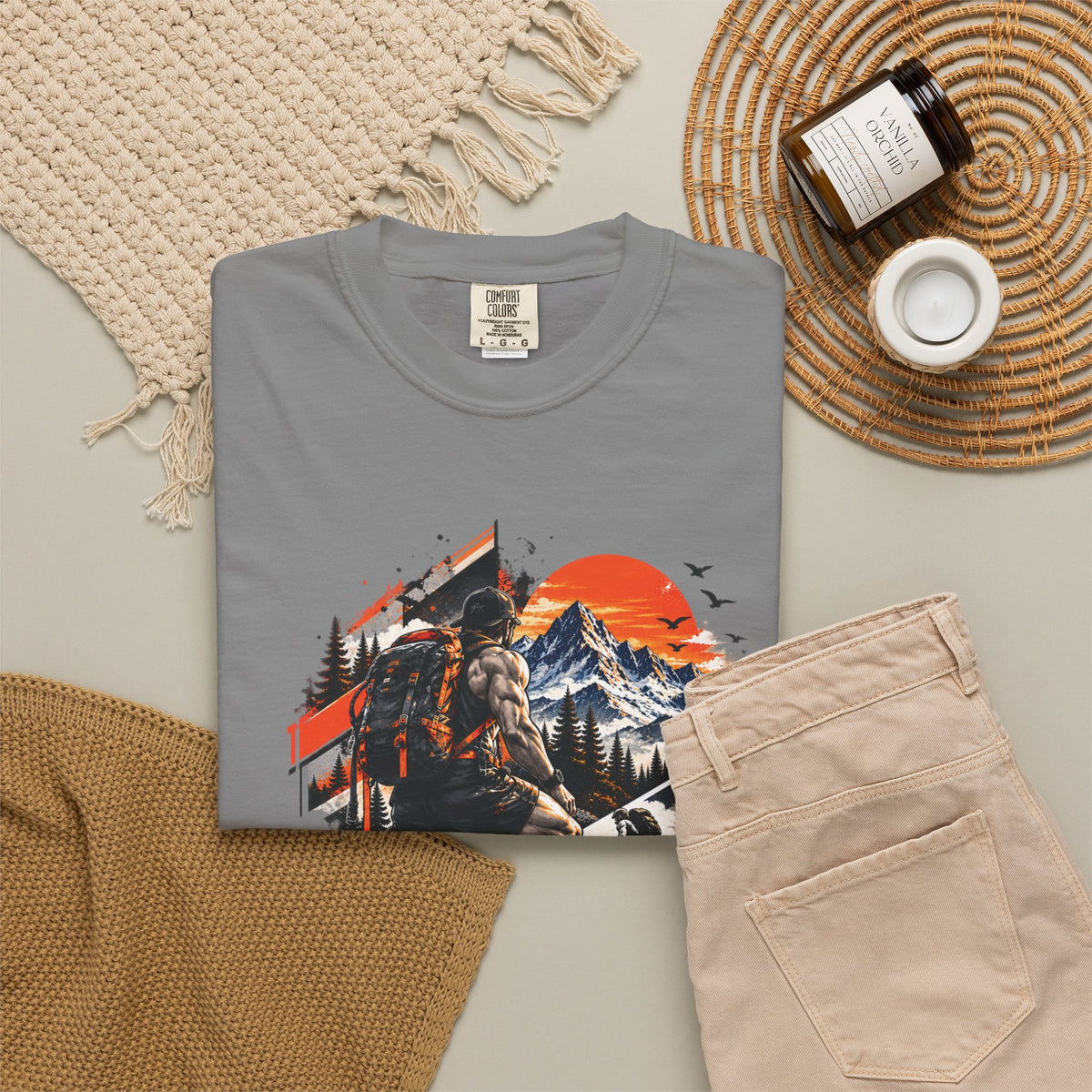 Samurai Warrior Mountain Sunset Graphic T-Shirt