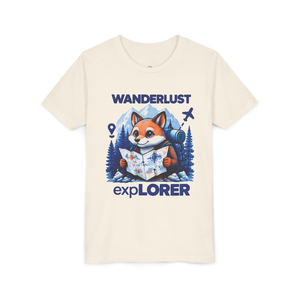 Youth Tee — Wanderlust Explorer Fox Map Travel Shirt