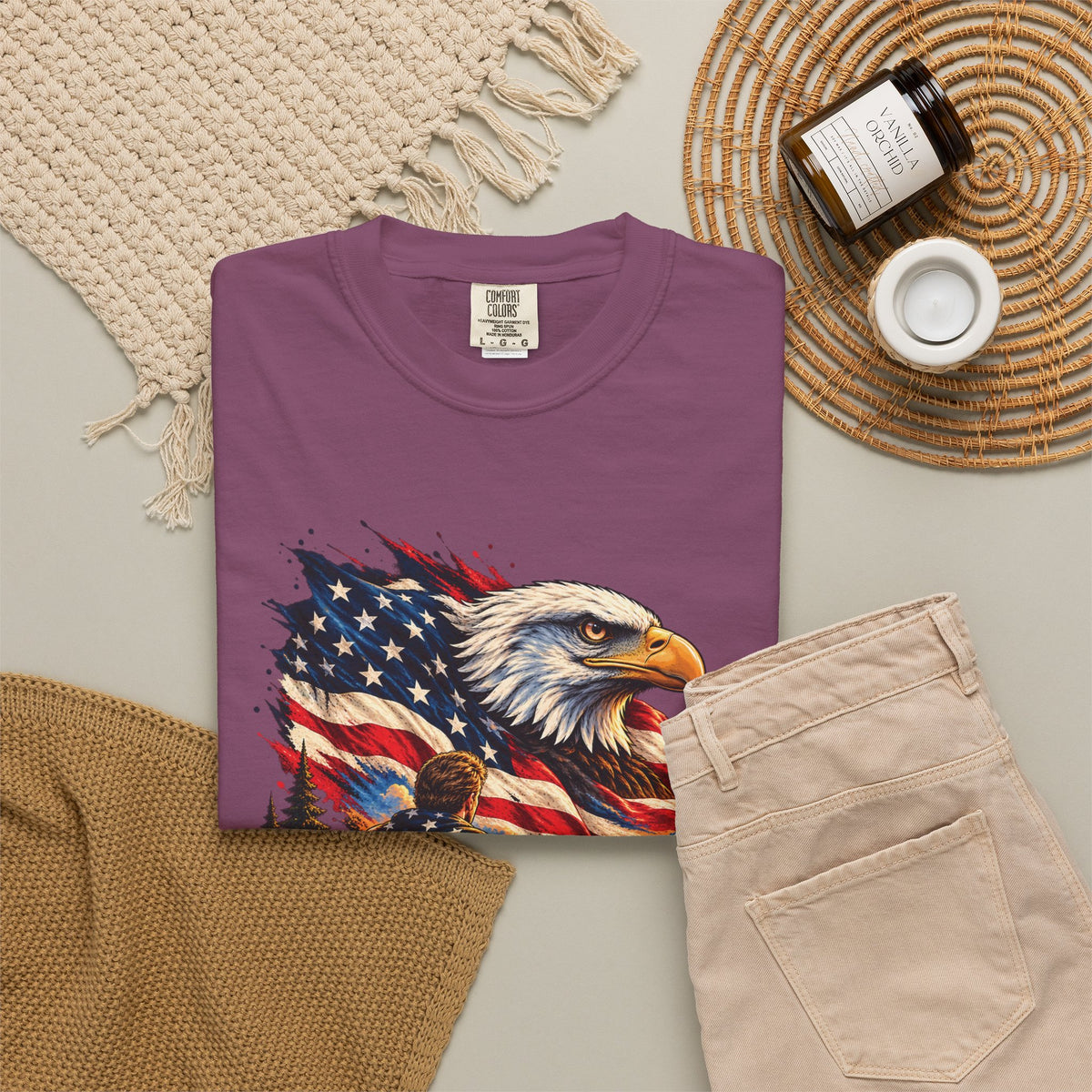 Patriotic Bald Eagle American Flag T-Shirt