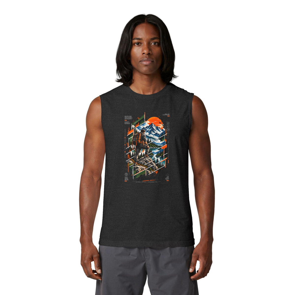 Abstract Mountain Sunset Graphic Muscle Tank