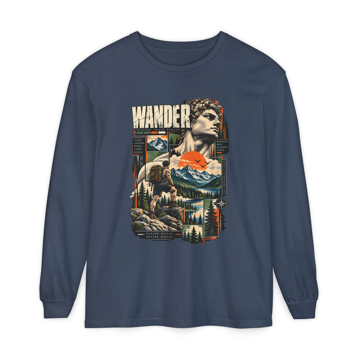 Wander Adventure Mountain Graphic Long Sleeve T-Shirt