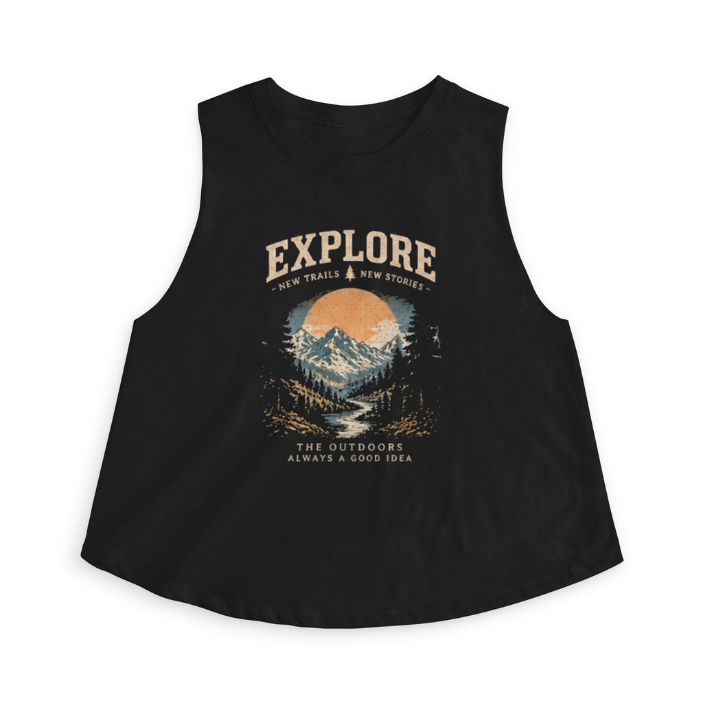 Explore Women’s Crop Top – Mountain Adventure Graphic
