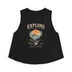 Explore Women’s Crop Top – Mountain Adventure Graphic