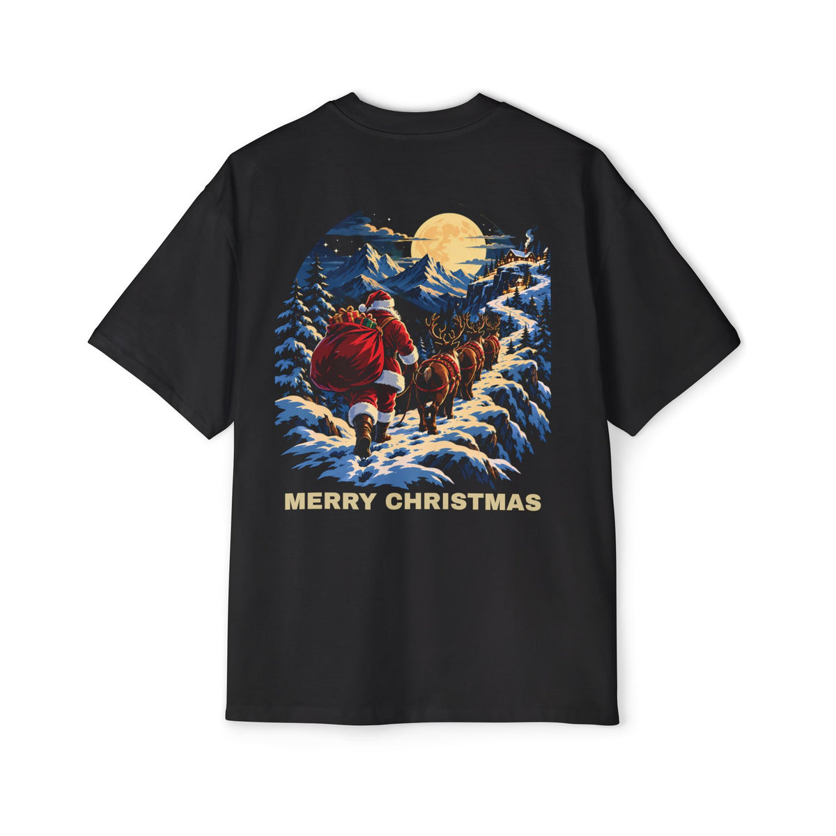 Christmas Santa Sleigh Tee — "Merry Christmas" Vintage Holiday Graphic Shirt