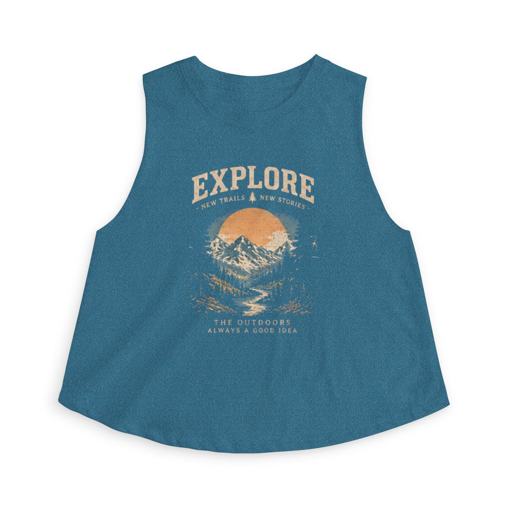 Explore Women’s Crop Top – Mountain Adventure Graphic