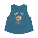 Explore Women’s Crop Top – Mountain Adventure Graphic