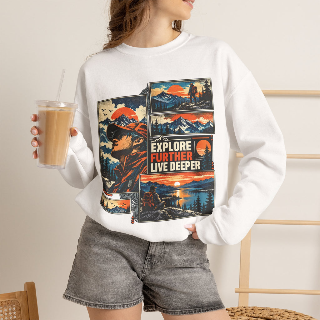 Explore Further Live Deeper Mountain Adventure Sweatshirt