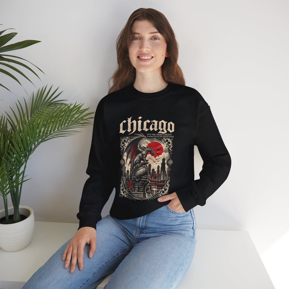 Chicago Gothic Skull Crewneck Sweatshirt