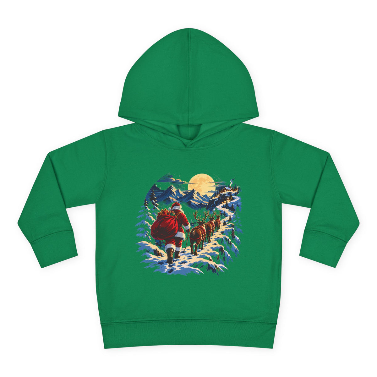 Toddler Hoodie - Santa Sleigh Winter Scene Pullover Christmas Special