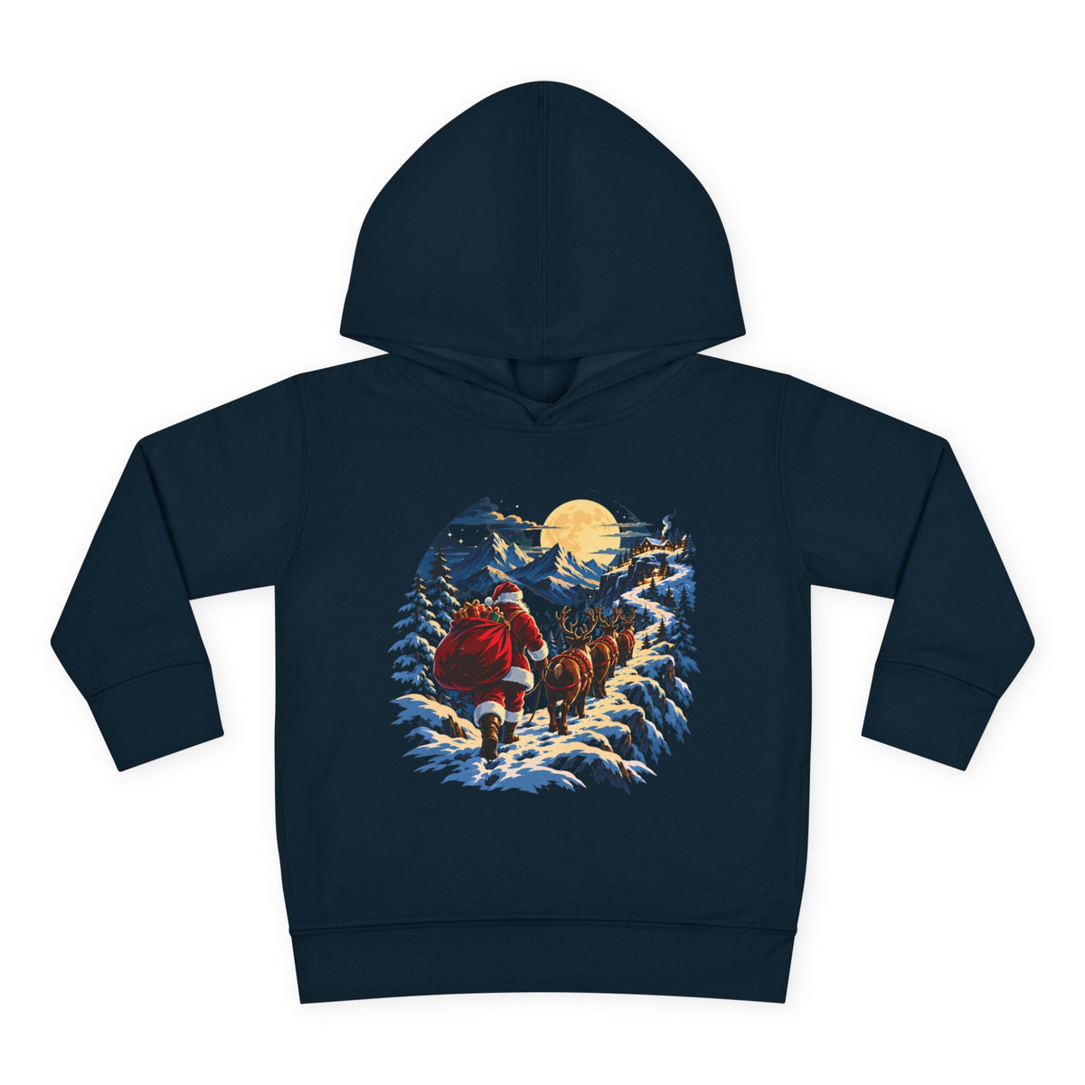 Toddler Hoodie - Santa Sleigh Winter Scene Pullover Christmas Special
