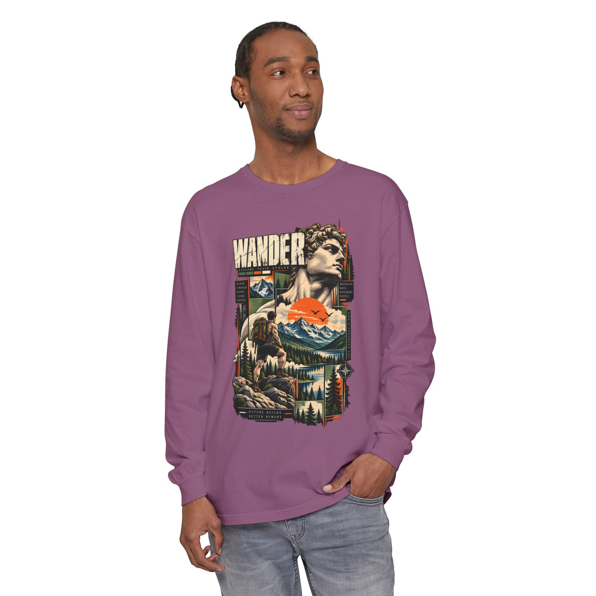 Wander Adventure Mountain Graphic Long Sleeve T-Shirt