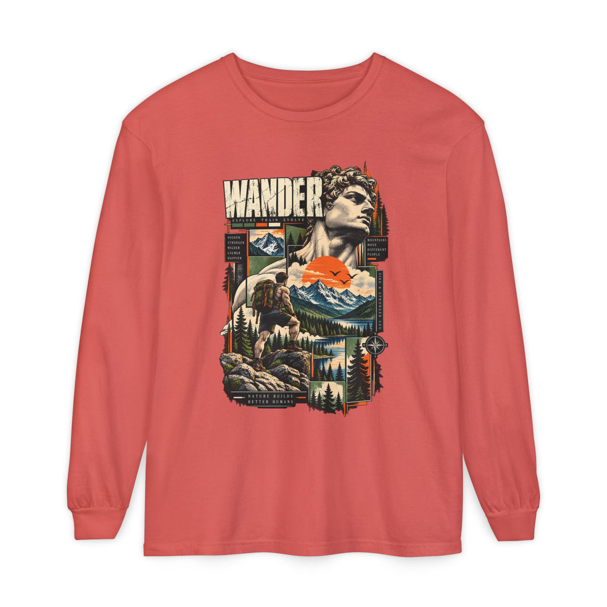 Wander Adventure Mountain Graphic Long Sleeve T-Shirt