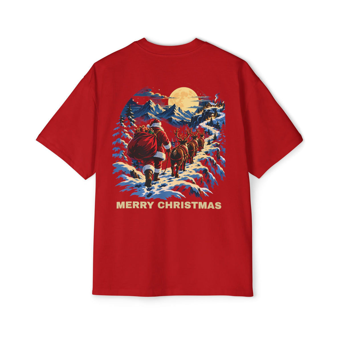 Christmas Santa Sleigh Tee — "Merry Christmas" Vintage Holiday Graphic Shirt