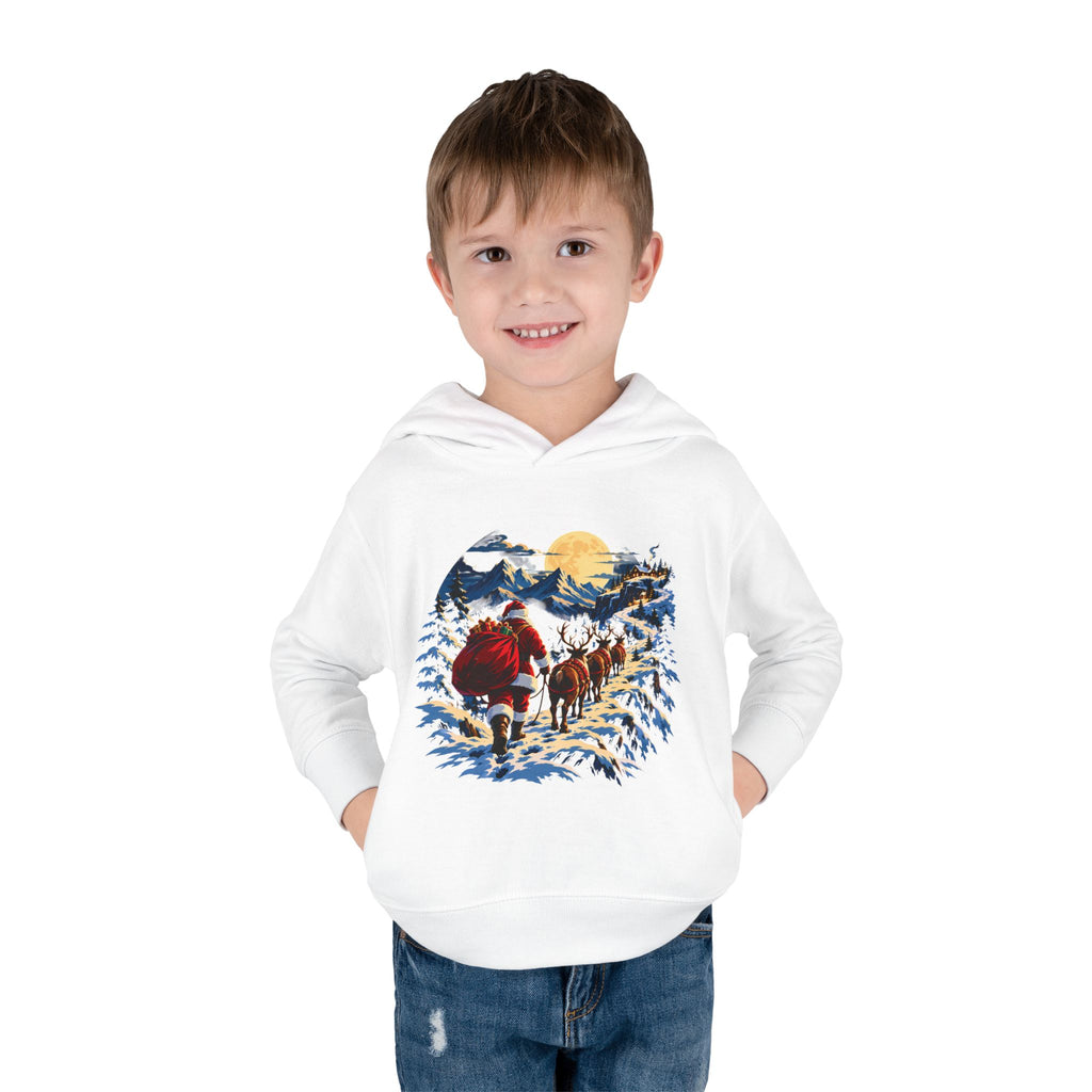 Toddler Hoodie - Santa Sleigh Winter Scene Pullover Christmas Special