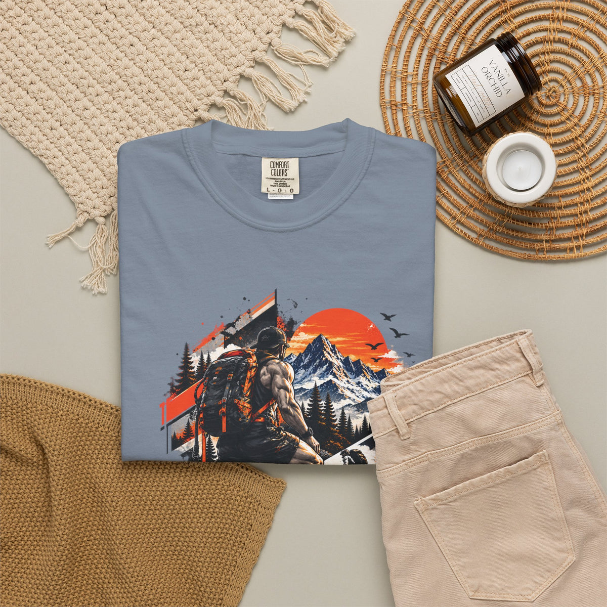 Samurai Warrior Mountain Sunset Graphic T-Shirt