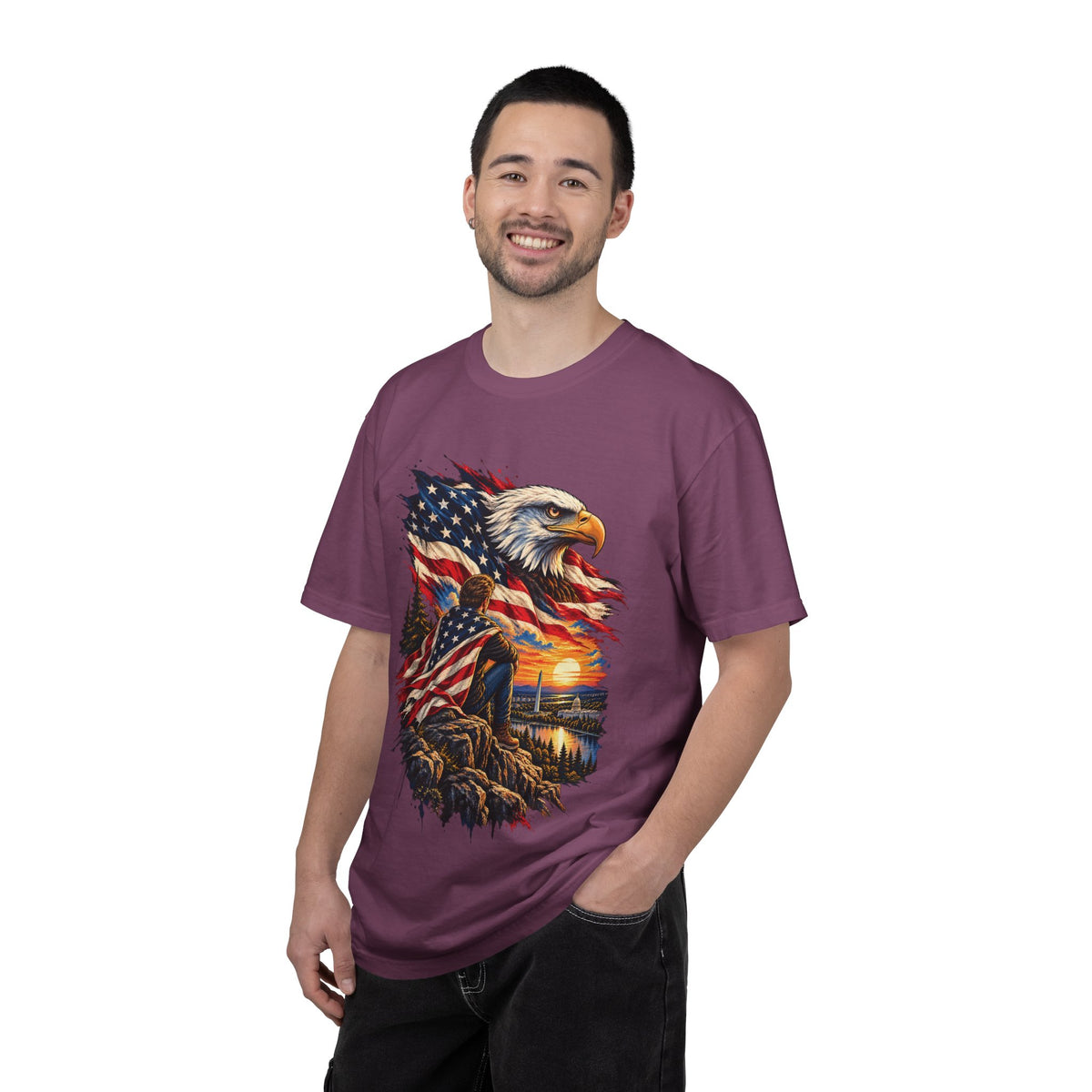Patriotic Bald Eagle American Flag T-Shirt