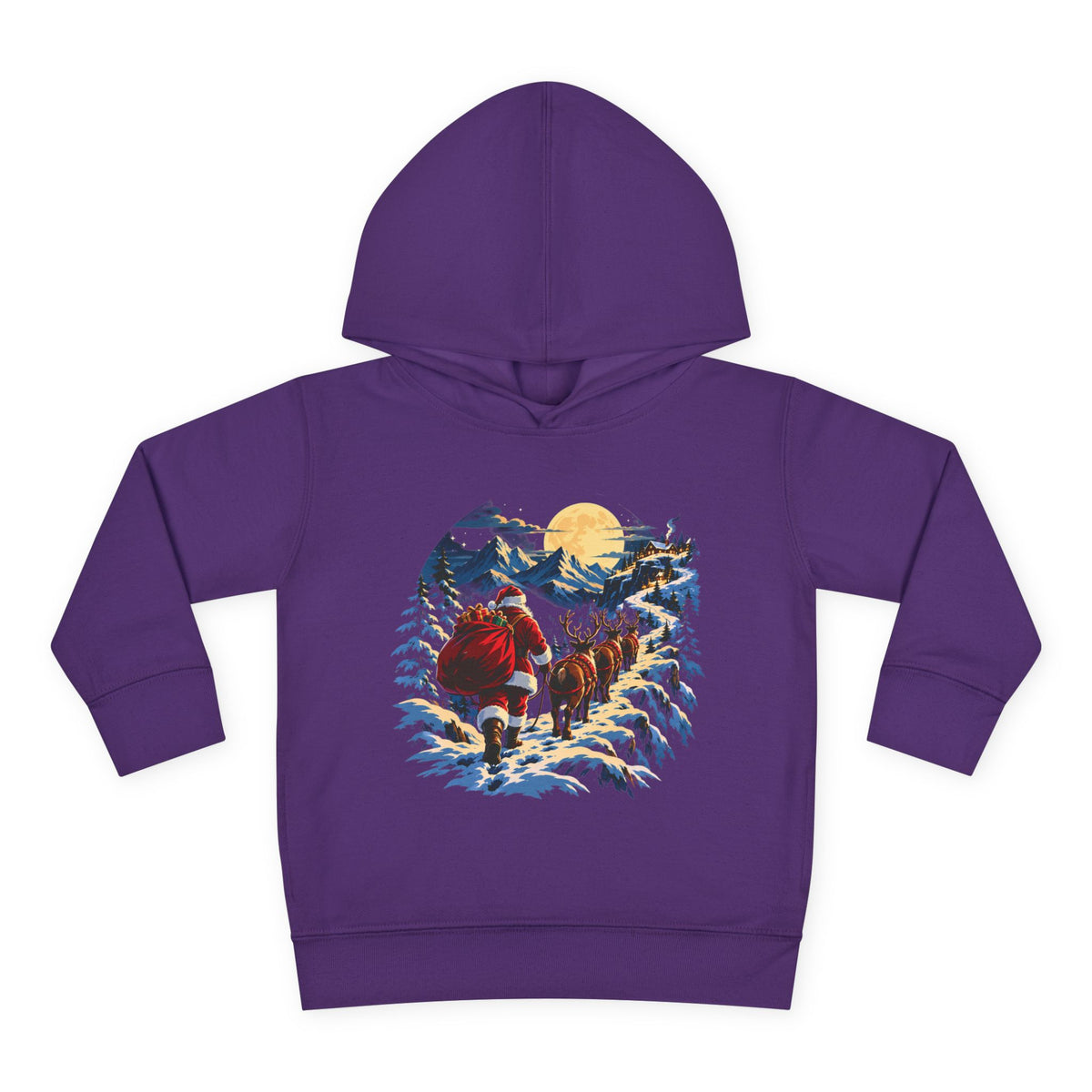 Toddler Hoodie - Santa Sleigh Winter Scene Pullover Christmas Special